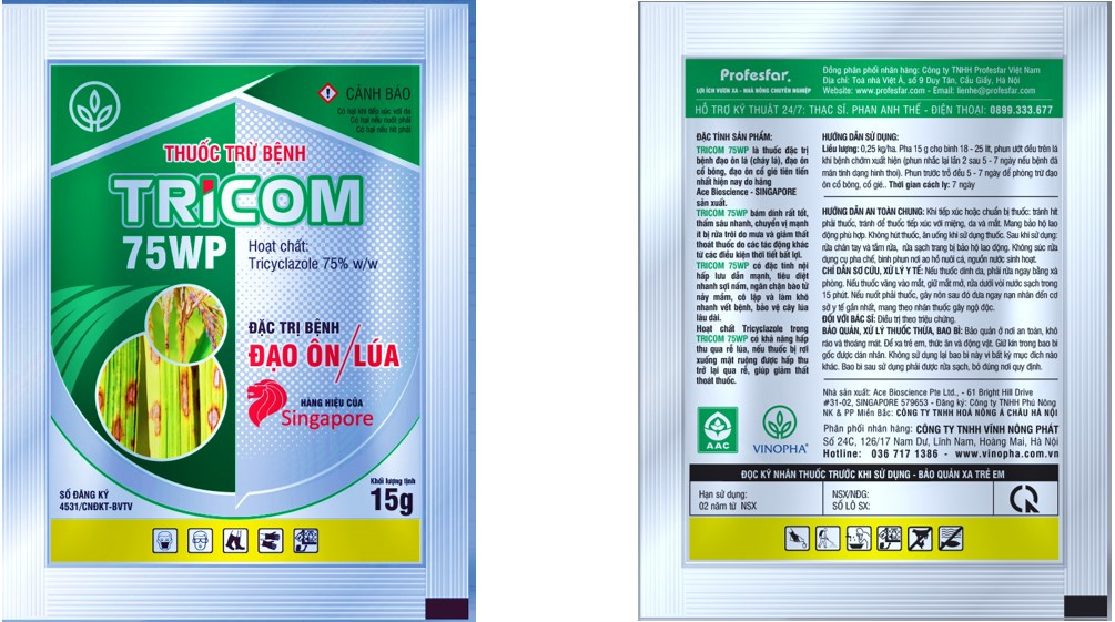 Tricom 75 WP thuốc trừ bệnh đạo ôn tốt nhất hiện nay