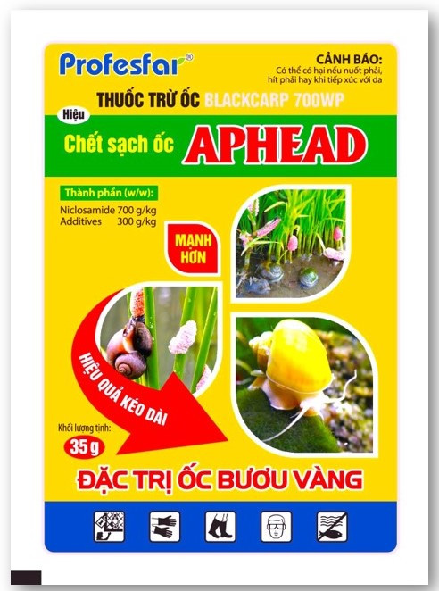 Thuốc đặc trị ốc bươu vàng: Chết sạch ốc APHEAD (Blackcarb 700WP)